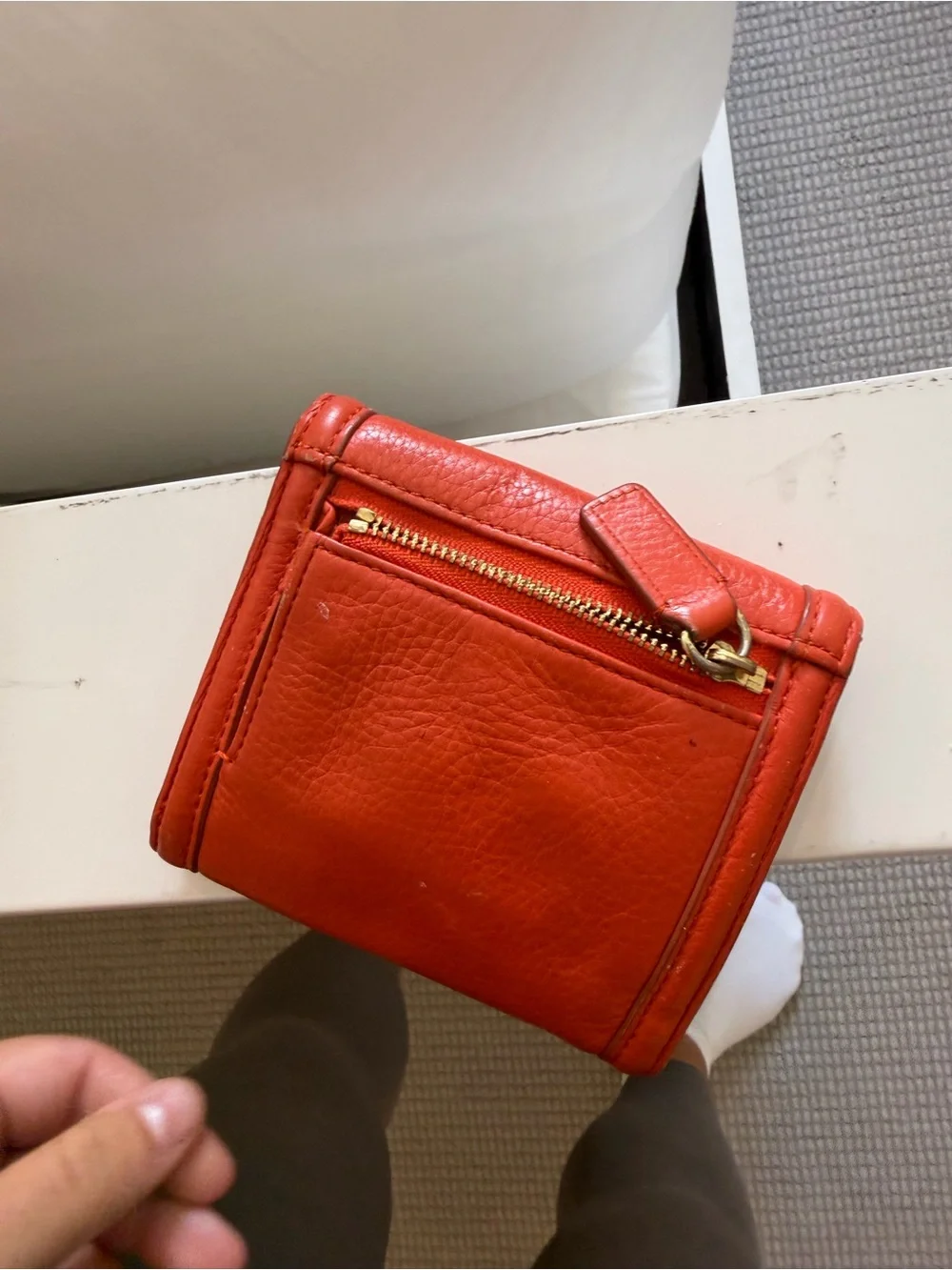Tory Burch orange Leather Trifold Wallet